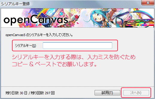 シリアルキー入力3